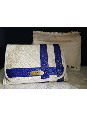 Hearts com Clutch Ethically Woven Palm Indonesia w/Dust Bag & Tags New Complete